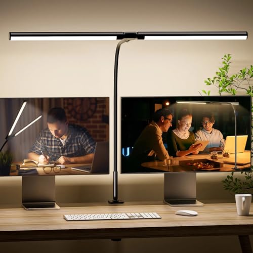Consejos para Comprar Lamparas de Escritorio Walmart que Puedes Comprar On-line. 41 Lámpara Doble de Escritorio LED, Lampara de Escritorio con 3 Modos de Color y 10 Ajustes de Brillo, Lampara de Mesa de Brazo Flexible Ajustable 360°, para Estudio Leer, Hogar y...