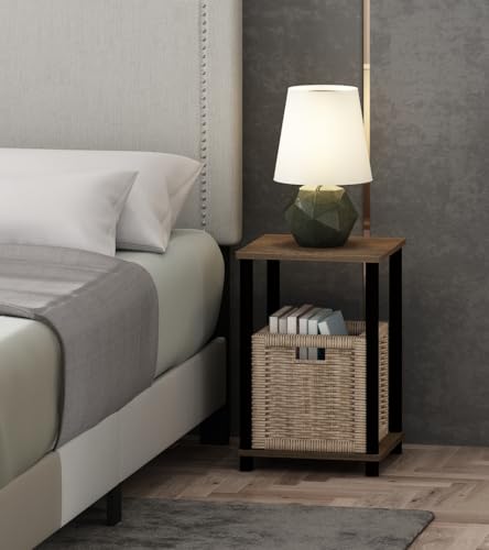 FURINNO Turn-N-Tube Haydn End Table, 1-Pack, Walnut/Brown