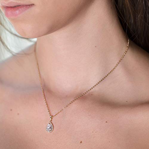 A+O Bridesmaid Jewelry Gift, Teardrop Pear Necklace in Gold, Rose Gold, Silver2