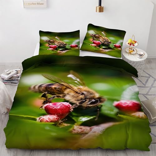 Housse de couette en microfibre douce 90x190 fleurs avec 2 taies ChéRi