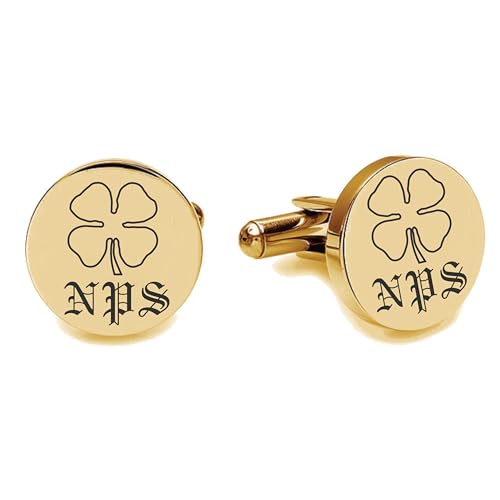 Mancuernillas personalizadas de oro trébol de cuatro hojas miniatura 1