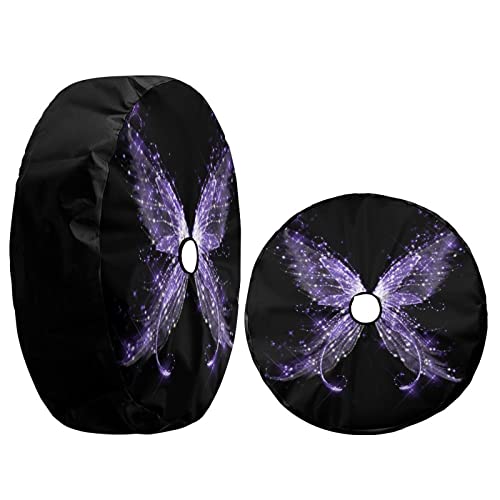 Image of Delerain Spare Tire Cover with Backup Camera Hole Butterfly Wheel Covers Waterproof Dust-Proof UV Sun Universal Fit for RV Trailer RV SUV Truck (18 Inch for Diameter 32 inch-34 inch)