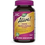 Nature's Way Alive! Hair, Skin & Nails Gummies, Advanced Beauty Formula*, with Biotin and Collagen, Strawberry Flavored, 60 Gummies (Packaging May Vary)