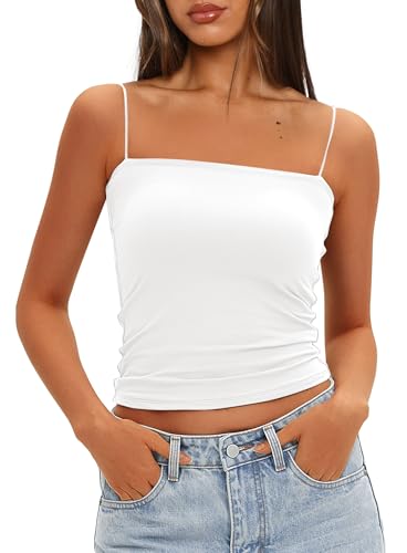 Darong Women's Padded Tank Tops with Built-in Bra Spaghetti Straps Crop Tank Top Summer Y2K Going Out Sleeveless Cami Shirt4