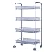 SINGAYE 4 Tier Metal Mesh Rolling Cart Mesh Storage Shelving Trolley Rolling Household Cart Silver (4 Tier )
