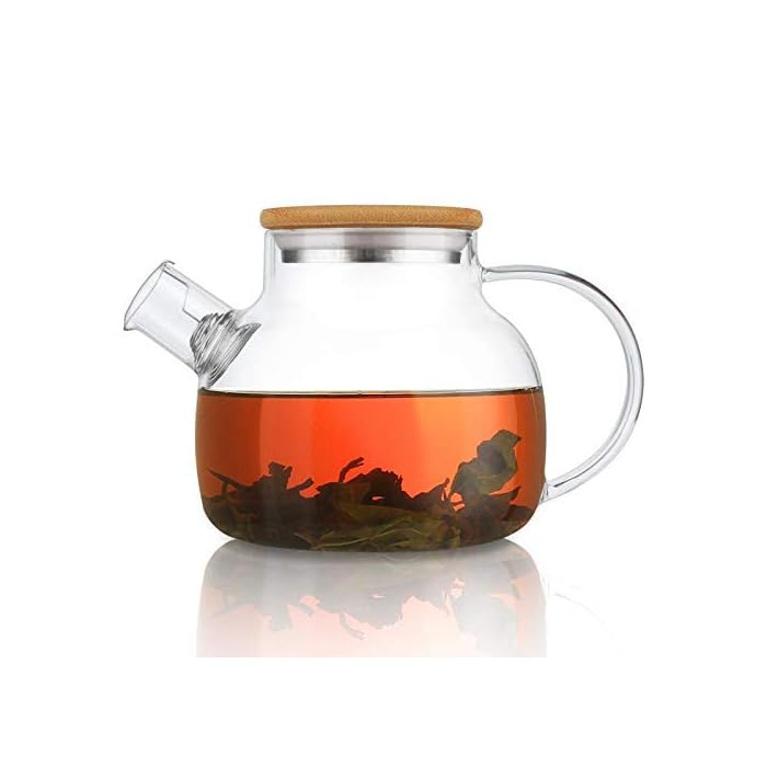 Buy CnGlass Glass Teapot with Bamboo Lid,30.4oz Clear Teapots with