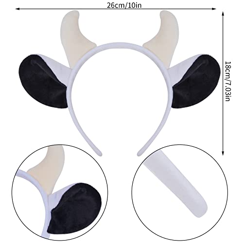 Dxhycc 5 Pieces Milk Cow Costume Set Cow Ears Headband Nose Tail Bowtie Tutu for Halloween Dress Up Animals Cosplay Set