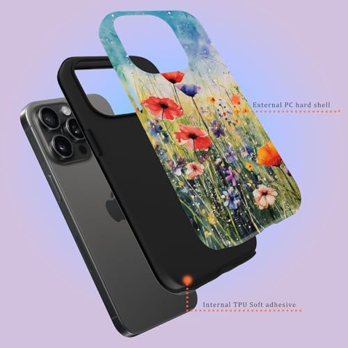 Coque iPhone 17 Pro 6,3" fleur antichoc double couche PC TPU - 6