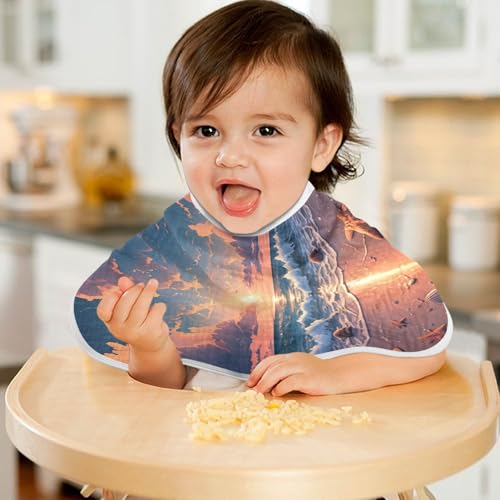 J JOYSAY Beach Sunset Orange Baby Burp Cloths for Boys Girls Large 22''x11'' Cotton 4 Layer Baby Spit-Up Rags for Girl Drool one sizex2 6