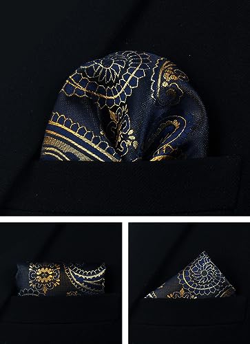 Image of Paisley Floral Mens Tie Formal Necktie Pocket Squares Ties Clips Cufflinks Classic for Men Set
