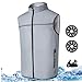Yaoliucp Men's Unisex Adults Cooling Vest with 2 USB Fans, 3 Speeds, Sun Protection, Zipper & Pockets, L, Polyester, Sleeveless, Modern, Quilted, All Seasons, Loose Fit