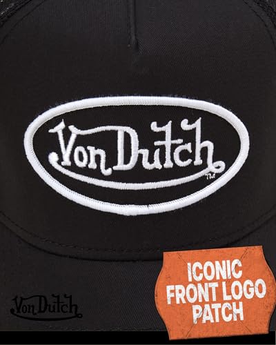 Image of Von Dutch Unisex Trucker Hat - Retro Classic Solid Color Mesh Back Snapback Baseball Cap for Men & Women.