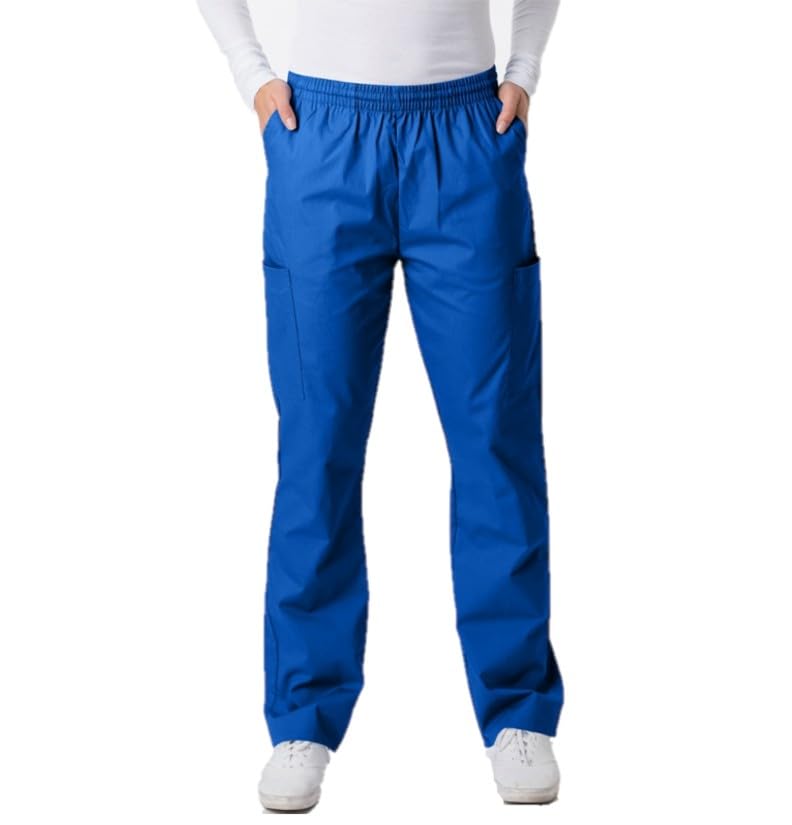 Classix Unisex Straight Leg Pull-on Cargo Scrub Pants, Royal Blue, 4XL