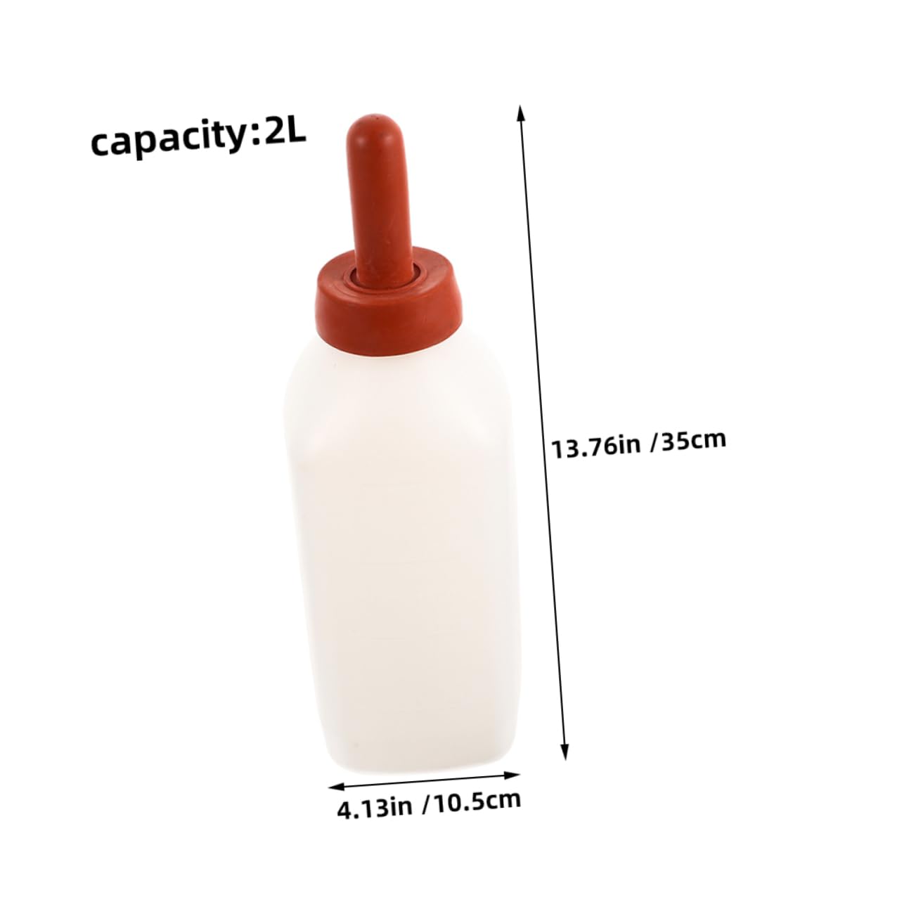 Biberón para Lactancia de Terneros de 2l Tetina de Goma y Cuerpo Vertical, Alimentador de Leche Animal para Cabritos y Corderos en Granjas Pequeñas y Medianas, Pack de 2 Unidades