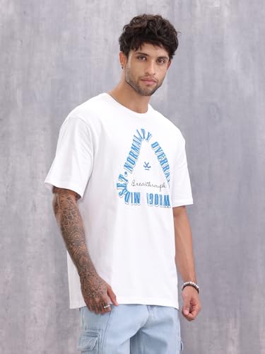 Image of WROGN Men's Cotton T-Shirt | Retro Typography Print | Oversized Fit