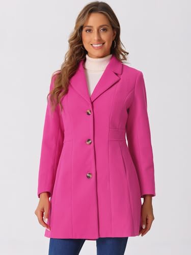 Image of Allegra K Womens Winter Elegant Pea Coat 2026 Single Breasted Long Overcoat | Notch Lapel Collar, Warm, Work Office Trench Coats,Outwear Outfit