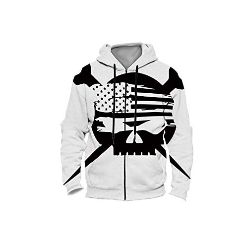C COABALLA Ironworker Flag,Men's Zip up 3D Fashion Hoodies Sweatshirts XL