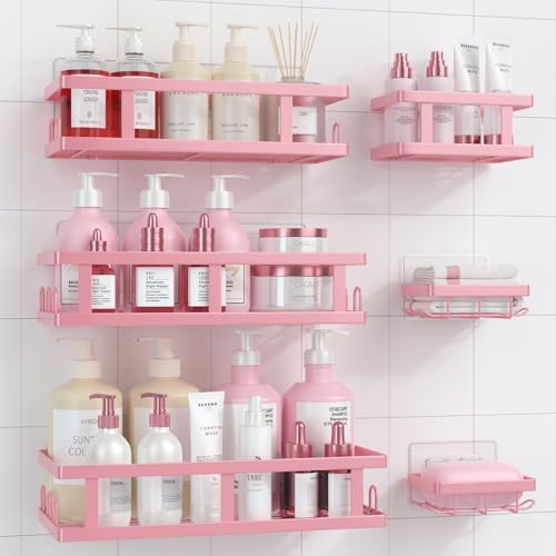 Youvip 6 Pack Shower Caddy, Adhesive Shower Shelves with Soap