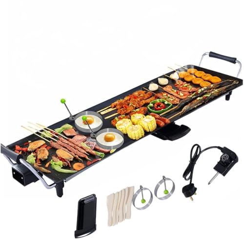 RELAX4LIFE Tischgrill elektrisch, 90 x 23 cm extra lange Teppanyaki-/Plancha-Grillplatte, Elektrogrill mit Antihaftbeschichtung & 5-stufige Temperaturregelung, 1800W, für BBQ, Familienessen, Partys