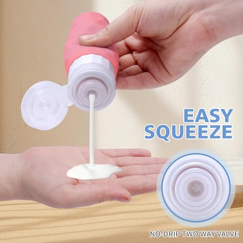 Image of Silevoler Travel Bottles for Toiletries, 4pcs Tsa Approved 3oz Travel Size Containers, BPA Free Leak Proof Premium Silicone Bottles, Refillable Liquid Squeezable Accessories W /Toiletry Bag (Vibrant)