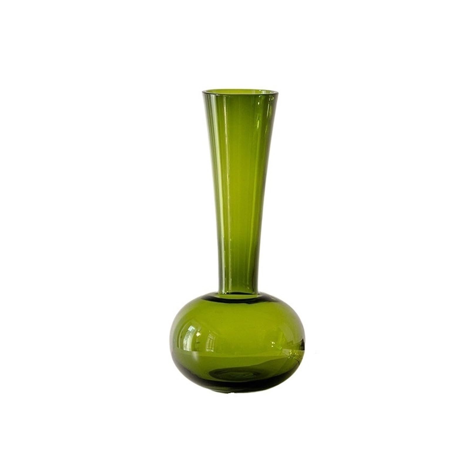 Vasen Vintage grüne Glasvase mit langem Hals, Dekoration(Klein)