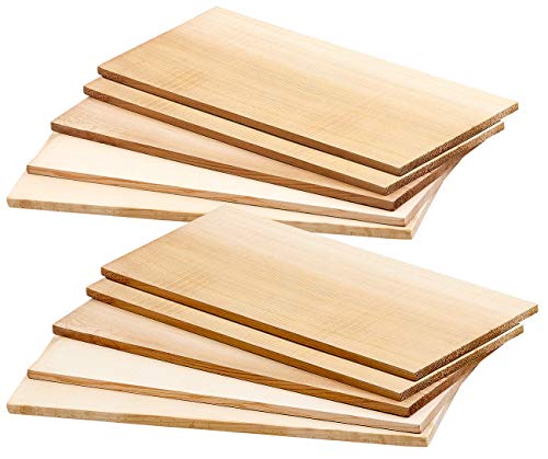 Rosenstein & Söhne Grillplanke: 10er-Set Zedernholz-Grillbretter für Holzkohle- & Gasgrills (Räucherbrett, Räucherplanken, Grillplatten)