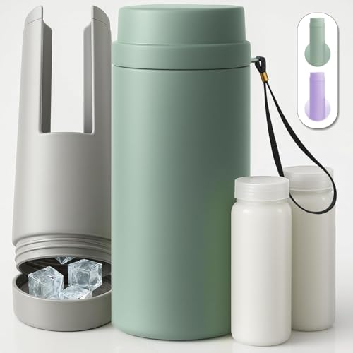 Botella Enfriadora Portátil para Leche Materna: Tiempo de Enfriamiento de 30 Horas, 2 Botellas de Almacenamiento de Leche Materna de 150 ml/5 oz Sin BPA, Enfriador de Leche Materna