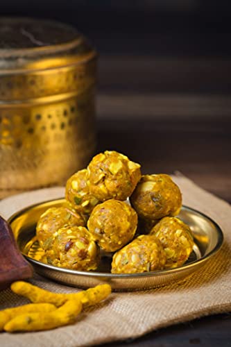 Image of Maa Mitahara Post Pregnancy Laddu with Haldi 200g | Traditional Ayurvedic Lactation & Recovery Laddu for New Mothers | Nutritious Gond Dry Fruit Laddu (200g, Haldi)