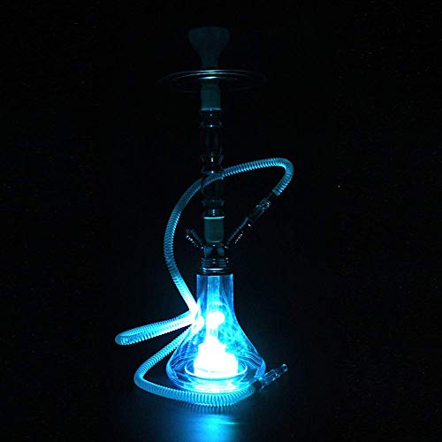 BGSFF Shisha-Set mit Licht, 1 Schlauch, großem Acryl-Shisha-Zubehör mit Holzkohlezange, Keramik-Rauchschale – Bild 3