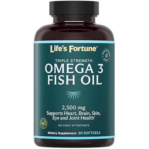Life's Fortune Fish Oil Omega 3 Concentrate Supplement 2500 mg, 120 Softgels, High Potency, EPA & DHA Fatty Acid - Heart, Brain, Skin, Joints - Non GMO Cover