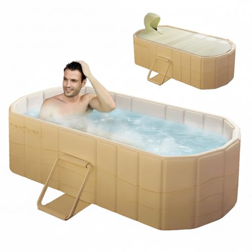 jessie 47' Portable Tub for Adults with Lid, Foldable Bathtub, Hot & Cold Plunge Tub Ice Bath Tub fo Home Indoor & Outdoor Showers