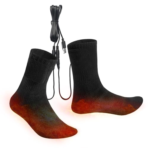 Calcetín Calefactor, Calcetines calefactables eléctricos para Hombres y Mujeres, Medias de calefacción USB, Calentador de pies de Calentamiento rápido para Invierno, Caza, esquí, Senderismo