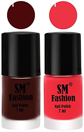 Image of Long Lasting Nail Polish | Nail Paint Combo 7 ml Each) - Set of 2 Wine-Rose Pink