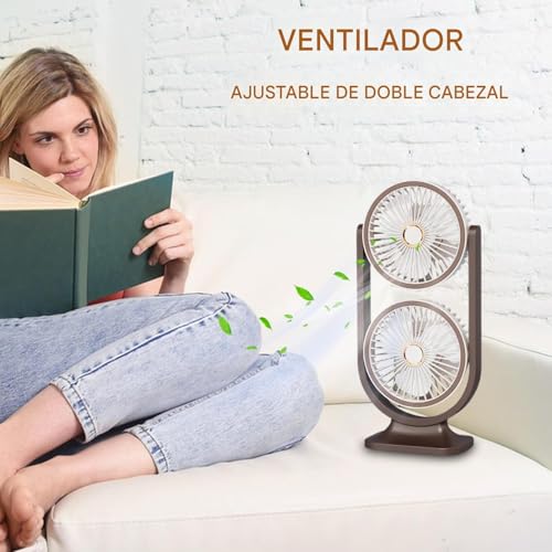 Ventilateur portable double tête rechargeable USB contre la chaleur