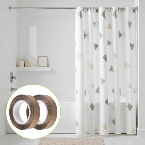 Image of Curtain Glide Tape, 2 Rolls Self-Adhesive Teflon Fabric Tape, Noise & Friction Reduction Slide Tapes for Curtain Ring, Wood Drawer (Brown)