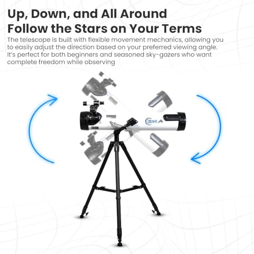 Image of SSEA 80700 Newtonian Reflector Telescope 323x High Magnification with 1.25 Inch Kellner Eyepiece Lenses and Tripod Stand- White /Black 700mm