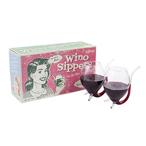 Oenophilia Wino Sippers - Funny Wine Gifts, Straw Glasses, Fun