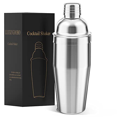 Comparison: Best Cobbler Cocktail Shaker 3 LUCKYGOOBO Cocktail Shaker,24 oz Martini Shaker,Drink Shaker Built-in Strainer,Professional Stainless Steel Margarita Mixer,Bartender Kit Gifts.