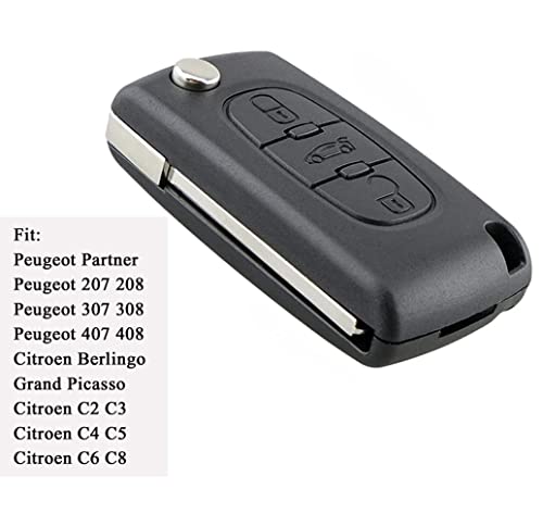 3 Buttons Car Key Fob Case Replacement Compatible for Peugeot 107 207 307 407 607 208 308 408 for Citroen C2 C3 C4 C5 C6 C8 Folding Remote Key Accessories (HU83 Blade,0536) - Image 6