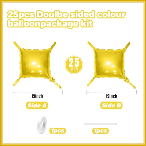 Image of Metallic Gold Double Sided Square Foil Balloons Wall,19 Inches Chrome Foil Balloons Tunnel Arch Kit for Bachelorette,Anniversary,Graduation,Wedding,Birthday Party Background Decoration