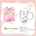 Imagen de regalo Mujer Tazas de Vidrio de Doble Pared con Flores Tazas de Café o Té con Asa Novedoso regalo de Cumpleaños o Navidad Para Mujere