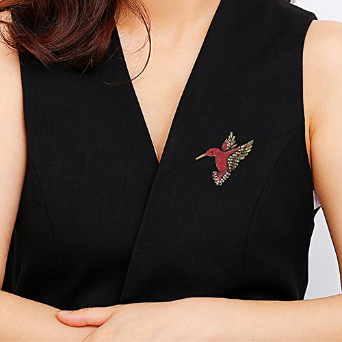 Image of Animal Hummingbird Brooch Pins for Women Fashion Bird Pins Elegant Rhinestone Crystal Animal Brooches Pin
