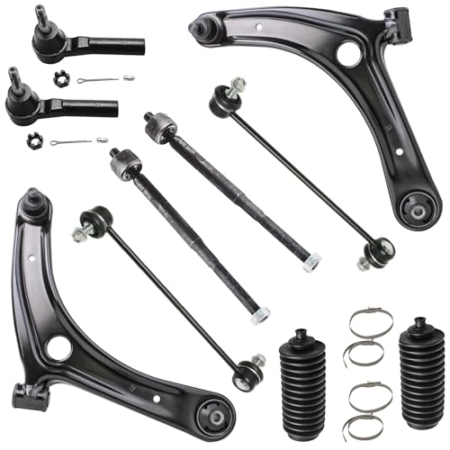 Detroit Axle - Front End 10pc Suspension Kit for 07-17 Jeep Patriot Compass, 09-12 Dodge Caliber, 2 Lower Control Arms w/Ball Joints 4 Outer Inner Tie Rods 2 Sway Bars 2 Boots Replacement