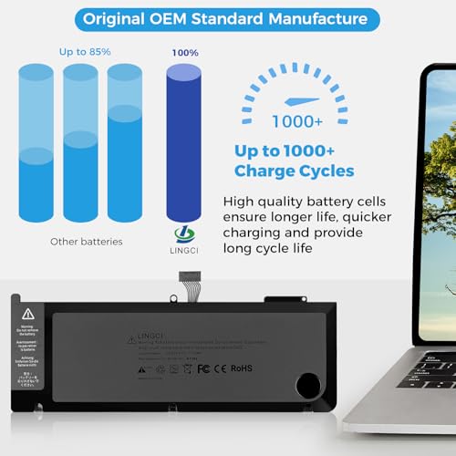 Image of A1286 Battery,A1382 Battery Replacement for MacBook Pro 15 Inch A1286 Early 2011 Late 2011 Mid 2012 EMC 2353 2563 2556 (Upgraded High Performance 10.95V 77.5Wh 7000mAh)