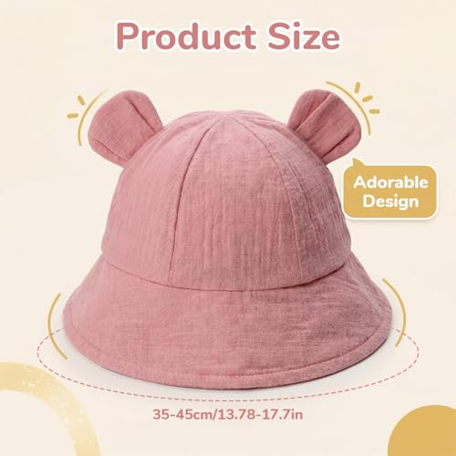 Image of SNOWIE SOFT Cap for Baby Girl 0-12 Months, Sun Hats for Baby Toddler Girls, Windproof Summer Hat with Chin Strap Bucket Hat Soft Newborn Baby Hats for Girls