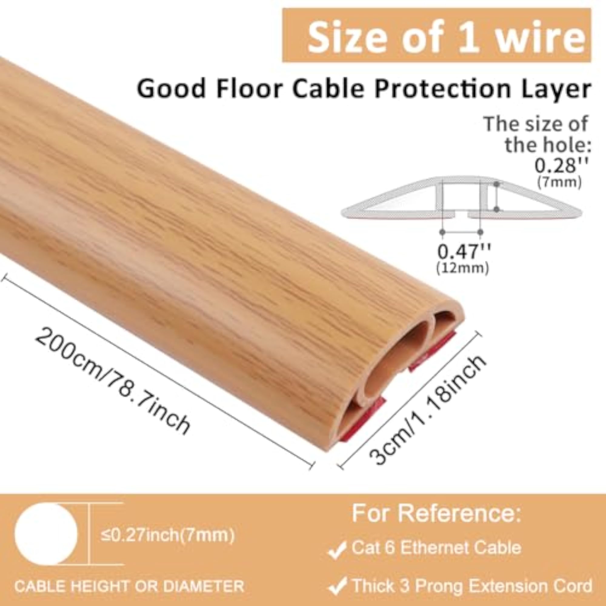 Self Adhesive Floor Cord Cover PVC Cord Hider
