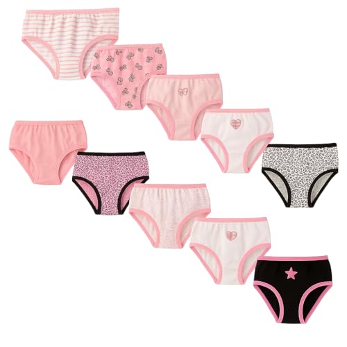 Image of Girls 100% Pure Cotton Briefs Panties (Pack of 10) | Soft Breathable Skin-Friendly Underwear for Kids | Comfortable Elastic Waist Innerwear for Girls | Multicolor Assorted