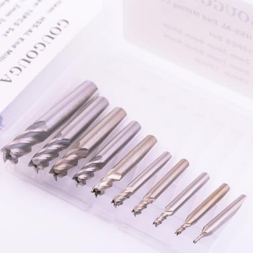 Image of Milling Cutter 10Pcs Set HSS CNC Straight 4 Flute End Mill Bits for Wood, Aluminum, Steel, Copper,Iron