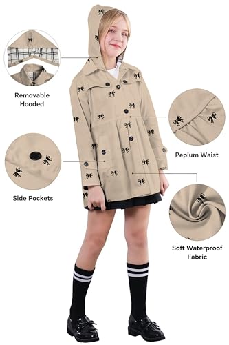 Image of SANGTREE Girl's Waterproof Trench Coat Hooded Lightweight Windbreaker Rain Jackets
