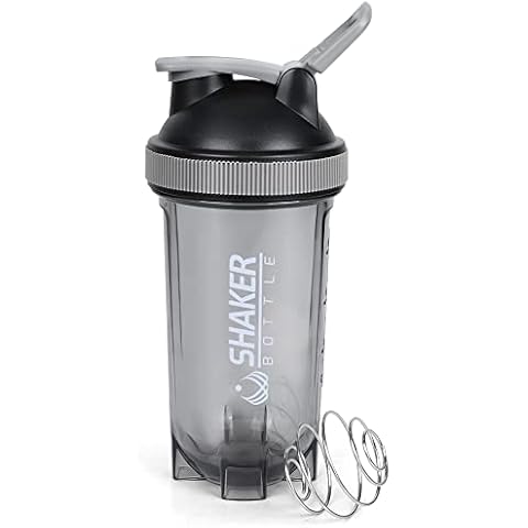 VECH Protein Shaker Bottle, 500ml Leak Proof Smoothies Nutrition Shaker Cup, 16OZ Strong Durable Sports Gym Diet Fitness Bottle, BPA Free Mix Drink Bottles,Upgrade Design,with Blending Ball, Black Cover